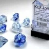 CHESSEX - Set De 7 Dés - NEBULA - Bleu Foncé/Blanc