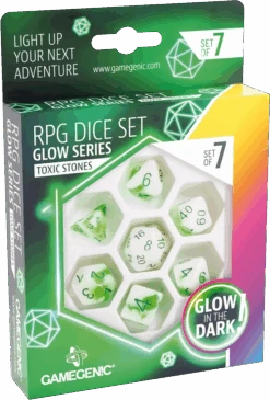 Gamegenic - Set De 7 Dés JDR - Glow Series - Venom Stones