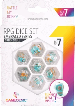Gamegenic - Set De 7 Dés JDR - Green Skull - Embraced Series