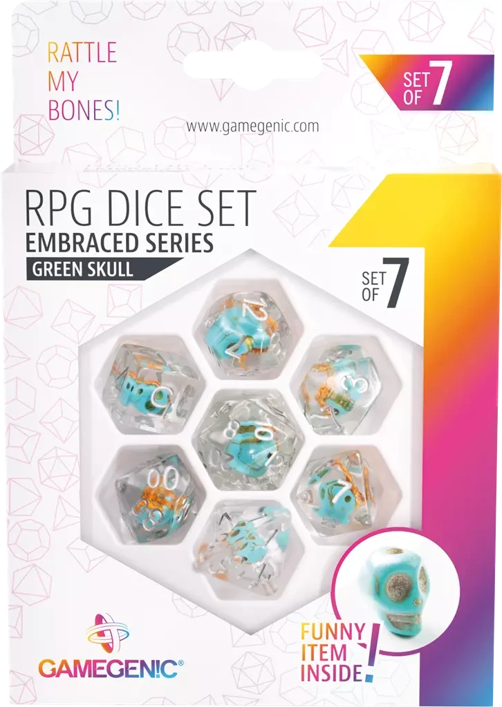 Gamegenic - Set De 7 Dés JDR - Green Skull - Embraced Series 3 Gamegenic - Set De 7 Dés JDR - Green Skull - Embraced Series