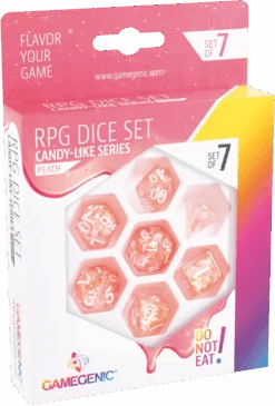 Gamegenic - Set De 7 Dés JDR - Peach- Candy-like Series