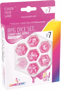 Gamegenic - Set De 7 Dés JDR - Raspberry- Candy-like Series