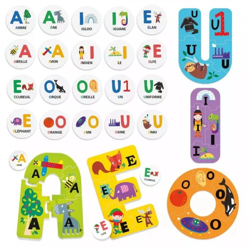 Les Voyelles Joyeuses : 5 Grands Puzzles 4 Les Voyelles Joyeuses : 5 Grands Puzzles – Image 2