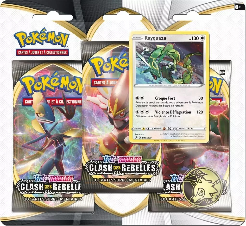 POKEMON Pokémon EB02 : Clash Des Rebelles - Pack 3 Boosters Rayquaza 3 POKEMON Pokémon EB02 : Clash Des Rebelles - Pack 3 Boosters Rayquaza